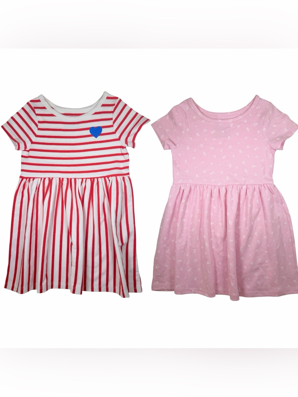 Cat & Jack 2T Dress Bundle Pink Floral Red White Striped Summer 2 Pc